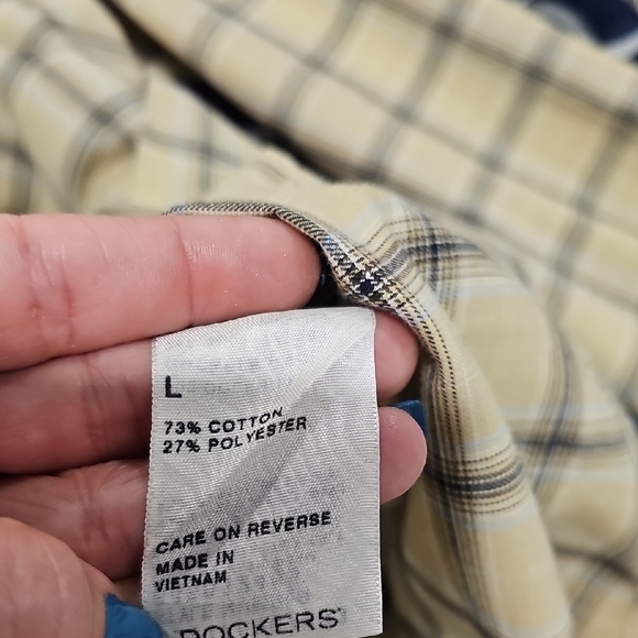 Dockers Cream and Brown Casual Button Down Shirt - Picture 6 of 6